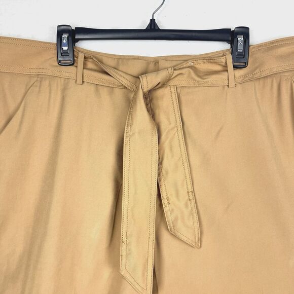 Dress Pants Slacks High Waist Women’s SZ 18 Belted zip Butterscotch Loose Fit - Picture 4 of 8